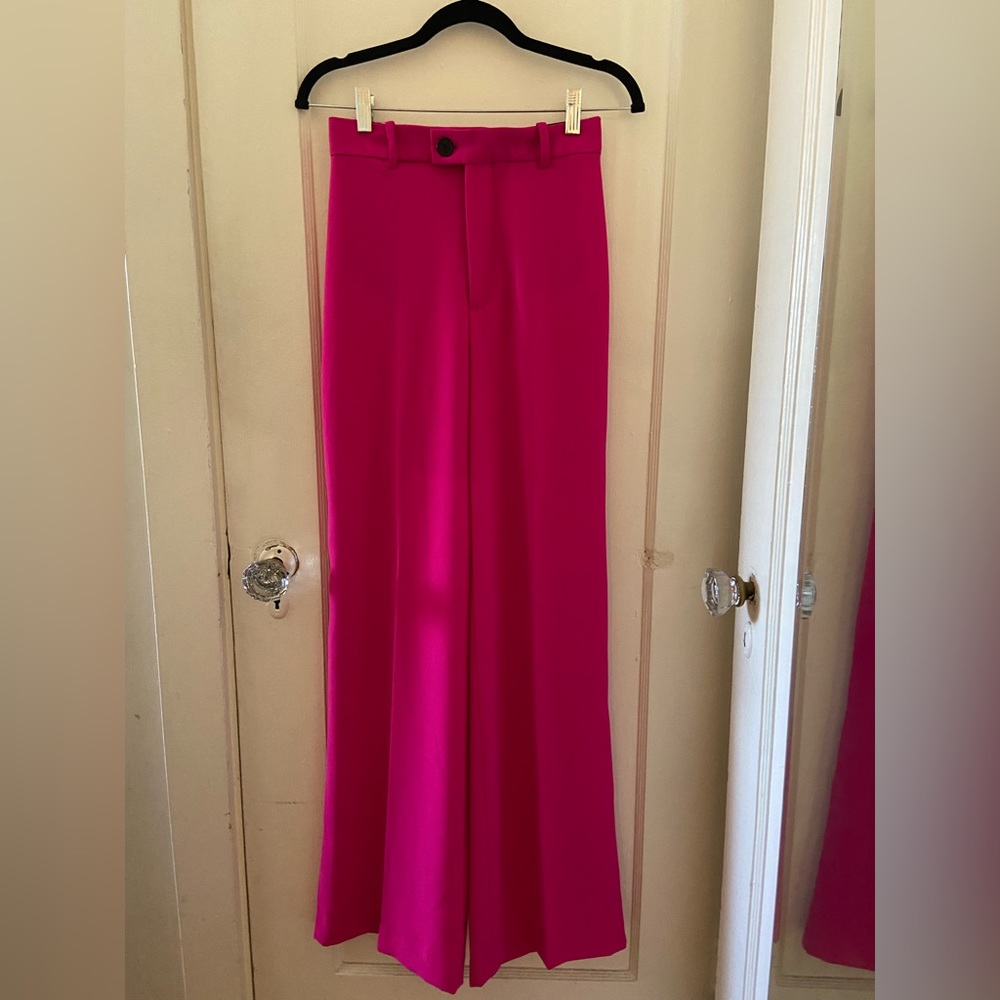Zara hot pink high-wasted trousers